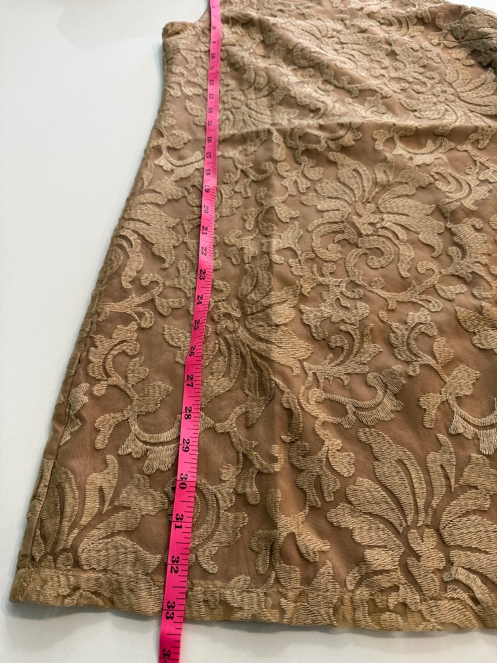 Lucy Paris Sleeveless Lace Shift Dress - Golden Tan/Nude | Size S - Picture 11 of 11